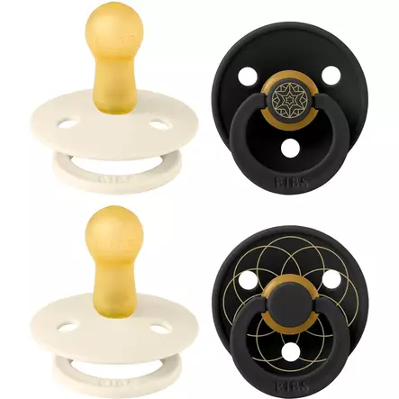 Bibs Colour Combo 4 pack, Studio, Ivory Gold/Black Gold +6 kk ikäiselle. - Nappar och napphållare - 120477 - 2