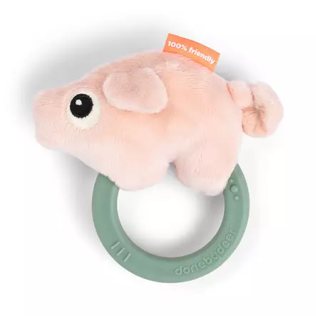 Helistin Done By Deer Sensory Rattle With Teether, Pigee Colour Mix. - Skallror, greppleksaker och bollar - 4353797 - 1