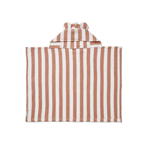 Liewood huppupyyhe Vilas Waffle stripes white/tuscany rose. - Hoodade handdukar och badrockar - 19044-1477 - 1