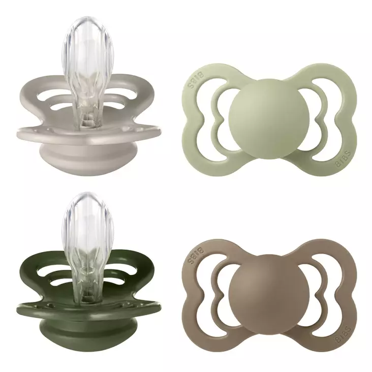 Bibs Supreme 4-pack silicone 6-18kk Sand/Sage/Hunter Green/Dark Oak. - Nappar och napphållare - 260437 - 1