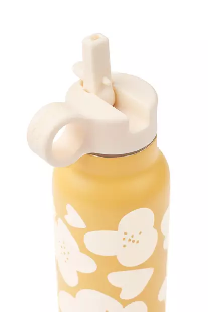 Liewood juomapullo Falk 350 ml Flower/Lemon yellow, sporttikorkilla. - Vattenflaskor och flaskor med sugrör - 19617-2608 - 2