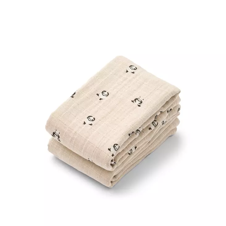 Liewood Lewis Harsoliina 2-pack Mini panda/Sandy mix. - Muslinfilt - 14907-2668 - 1