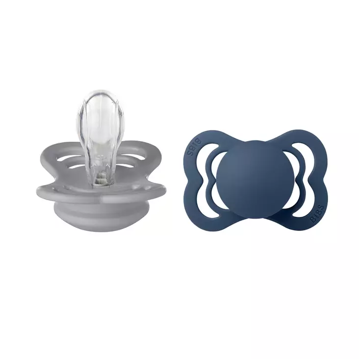 Bibs Supreme silikonitutti 2 kpl 0-6kk, Cloud/Steel Blue. - Nappar och napphållare - 160348 - 1