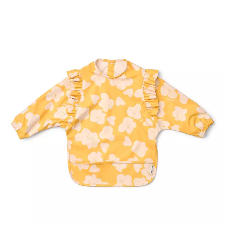 Liewood Merle Ruffle ruokalappu hihoilla Flower/Lemon yellow. - Haklappar - 20321-2608 - 1