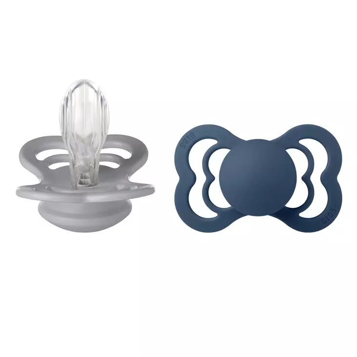 Bibs Supreme silikonitutti 2 kpl 6-18kk, Cloud/Steel Blue. - Nappar och napphållare - 260348 - 1