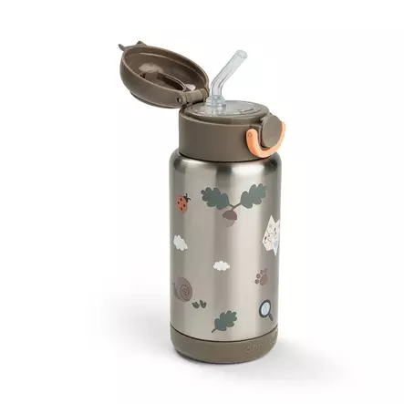 Termospullo Done By Deer Tiny Trails Sand 340ml, helpolla painettavalla korkilla. - Vattenflaskor och flaskor med sugrör - 1061249 - 2