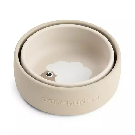 Done By Deer silikonikulhot 2-pack Sheepy Sand kaksi kokoa - Tallrikar och skålar - 1869679 - 2