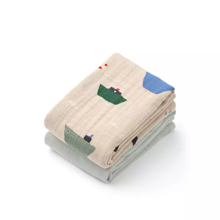 Liewood Lewis Harsoliina 2-pack Sailing/Dove blue mix. - Muslinfilt - 14907-2669 - 1