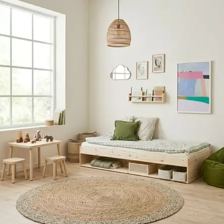 Hangout Daybed sänky 90x200cm Natural Wood lasten huoneessa - Hoppekids sängar och möbler - 30-0011-00-09A - 2