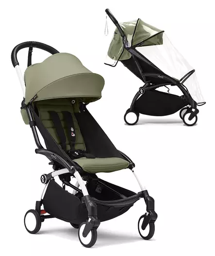 Stokke YoYo3 matkarattaat White-Olive sadesuojalla. - Resevagnar och barnvagnar - 646001rat11bund - 1
