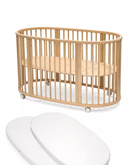 Stokke Sleepi V3 pinnasänky Natural ja patja sekä muotolakana. - Stokke Sleepi produkter - 591401bund - 1