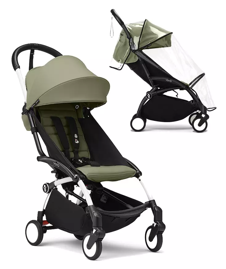 Stokke YoYo3 matkarattaat White-Olive sadesuojalla. - Resevagnar och barnvagnar - 646001rat11bund - 1
