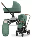 Cybex Priam 4 vaunut ja lämpöpussi Chrome/Brown, Leaf Green. - Barnvagnar och kombivagnar - 521002319YFMLG - 1