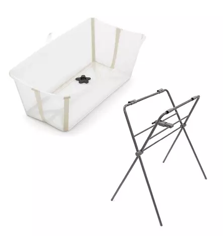 Stokke Flexi Bath kylpyamme Sandy Beige ja Flexi Stand ammejalat. - Badkar och badstöd - 531912pak - 1