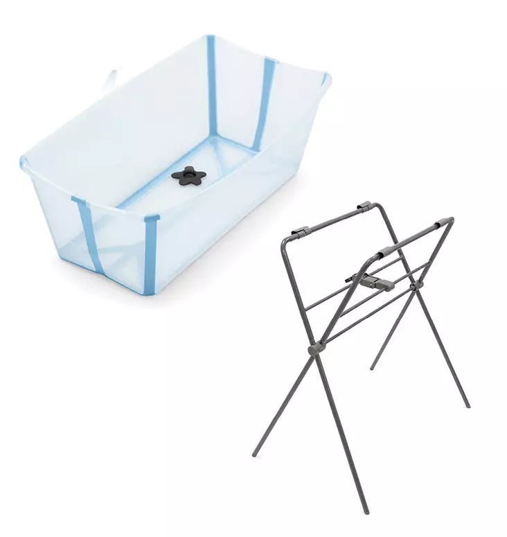 Stokke Flexi Bath kylpyamme Glacier Blue ja Flexi Stand ammejalat. - Badkar och badstöd - 531913pak - 1