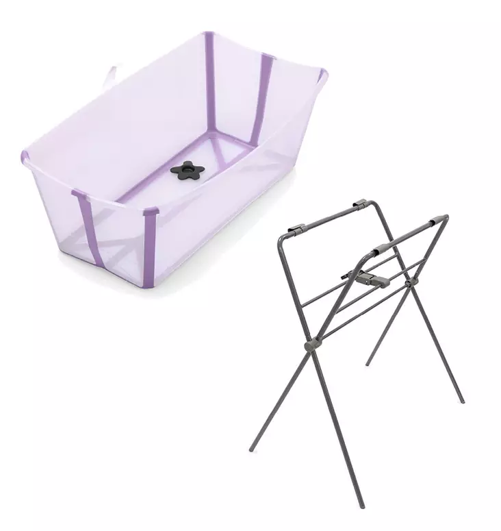 Stokke Flexi Bath kylpyamme Lavender ja Flexi Stand ammejalat. - Badkar och badstöd - 531914pak - 1