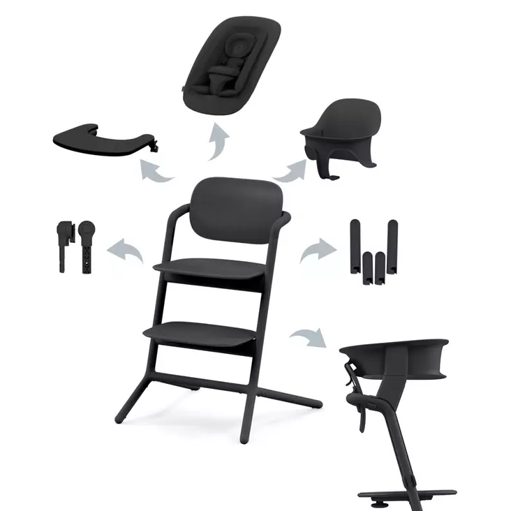 Starttipaketti Cybex Lemo 4 in 1 Stunning Black & Training Tower. - Matstolar för barn - 521003207PAK - 1