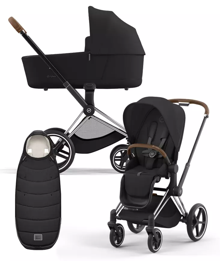 Cybex Priam 4 vaunut ja lämpöpussi Chrome/Brown, Sepia Black. - Barnvagnar och kombivagnar - 521002319YFMSBL - 1