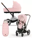 Cybex Priam 4 vaunut ja lämpöpussi Chrome/Brown, Peach Pink. - Barnvagnar och kombivagnar - 521002319YFMPP - 1