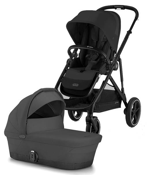 Cybex Gazelle yhdistelm=C3=A4vaunut v=C3=A4riss=C3=A4 Moon Black. - Syskonvagn - 522002703sis - 1